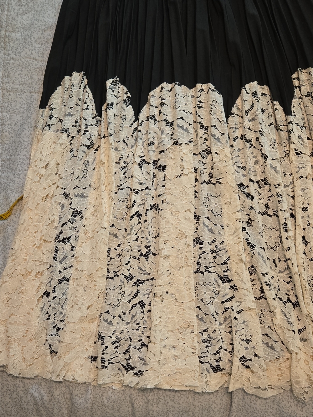 Ultra Pink Black & Cream Lace A-Line Skirt